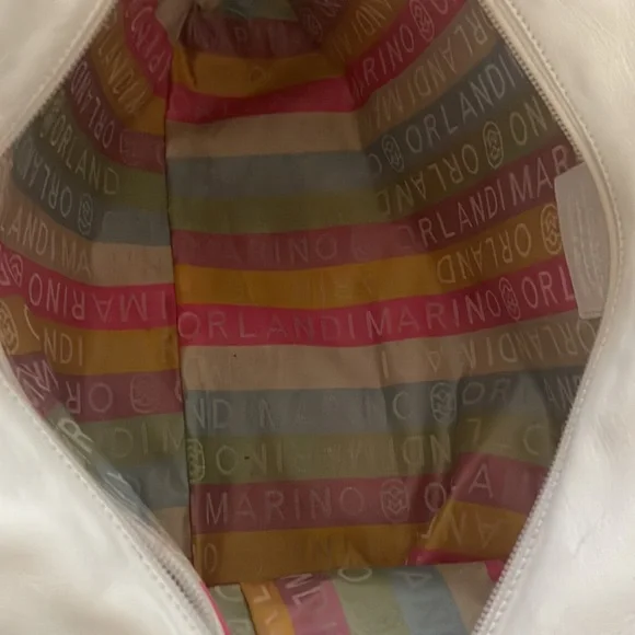 Marino Orlandi large imprinted white brown shoulder bag/ tote - Picture 8 of 16